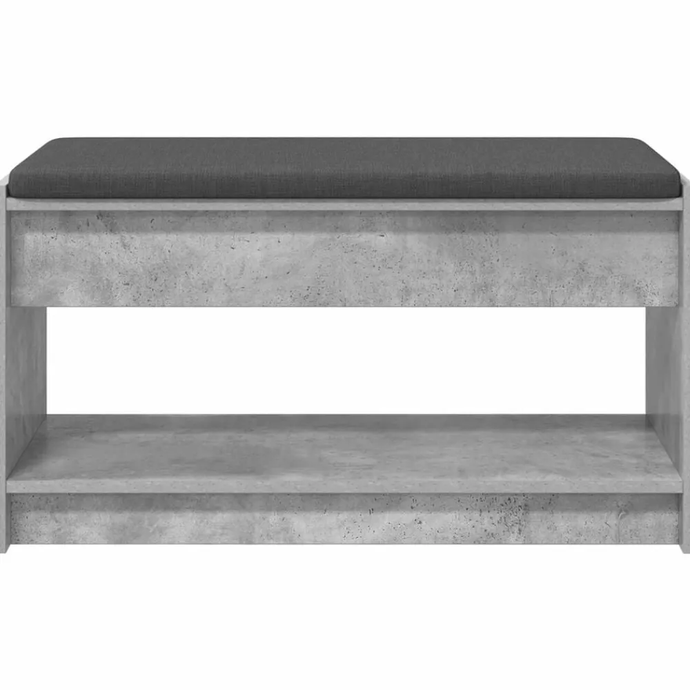 vidaXL Bancos-Banco de entrada con cojín Gris Concreto 83 x 38 x 45 cm