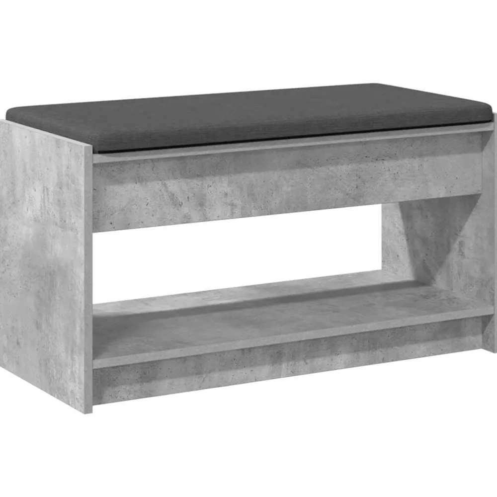 vidaXL Bancos-Banco de entrada con cojín Gris Concreto 83 x 38 x 45 cm