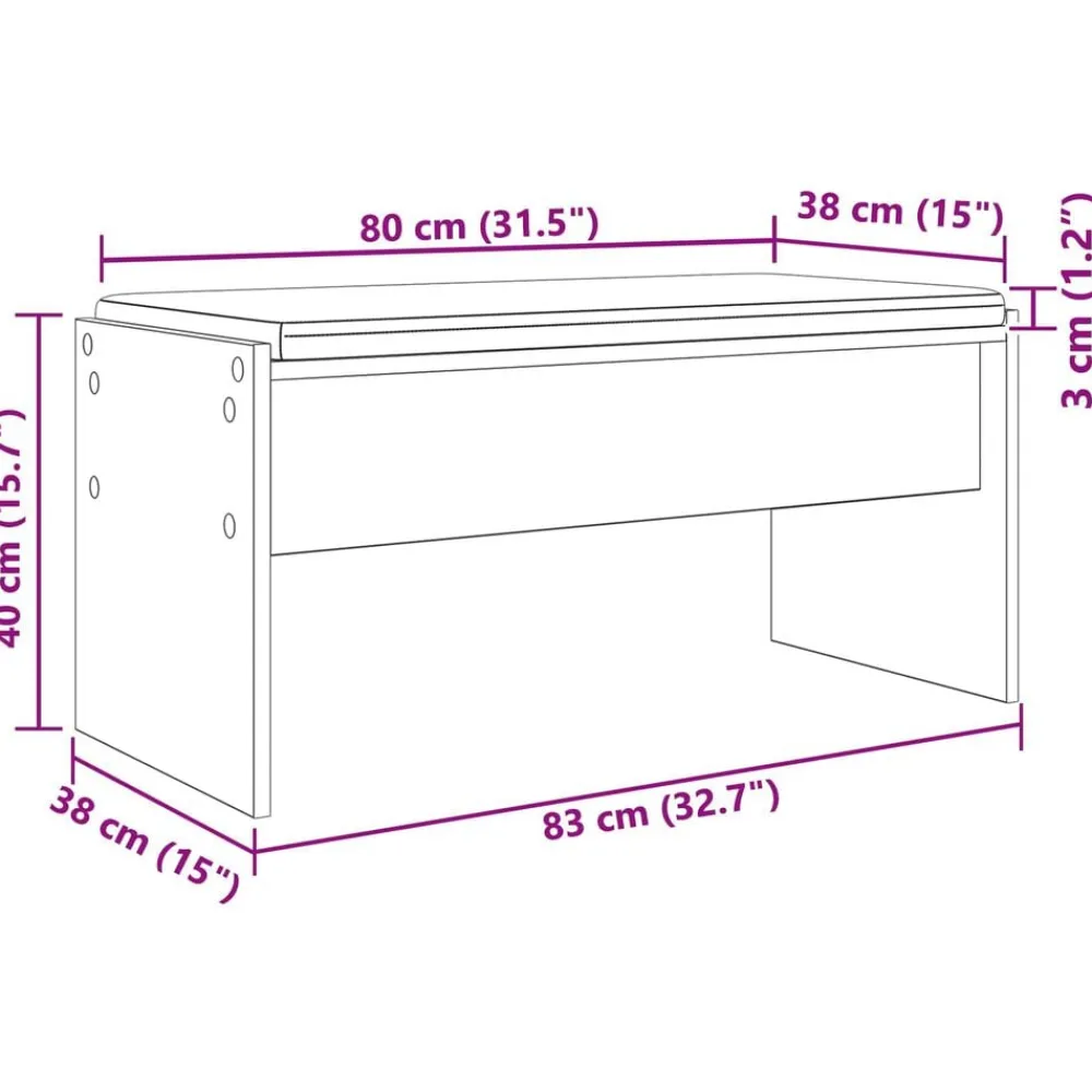 vidaXL Banco de entrada con cojín 83 x 38 x 40 cm Roble negro Outlet