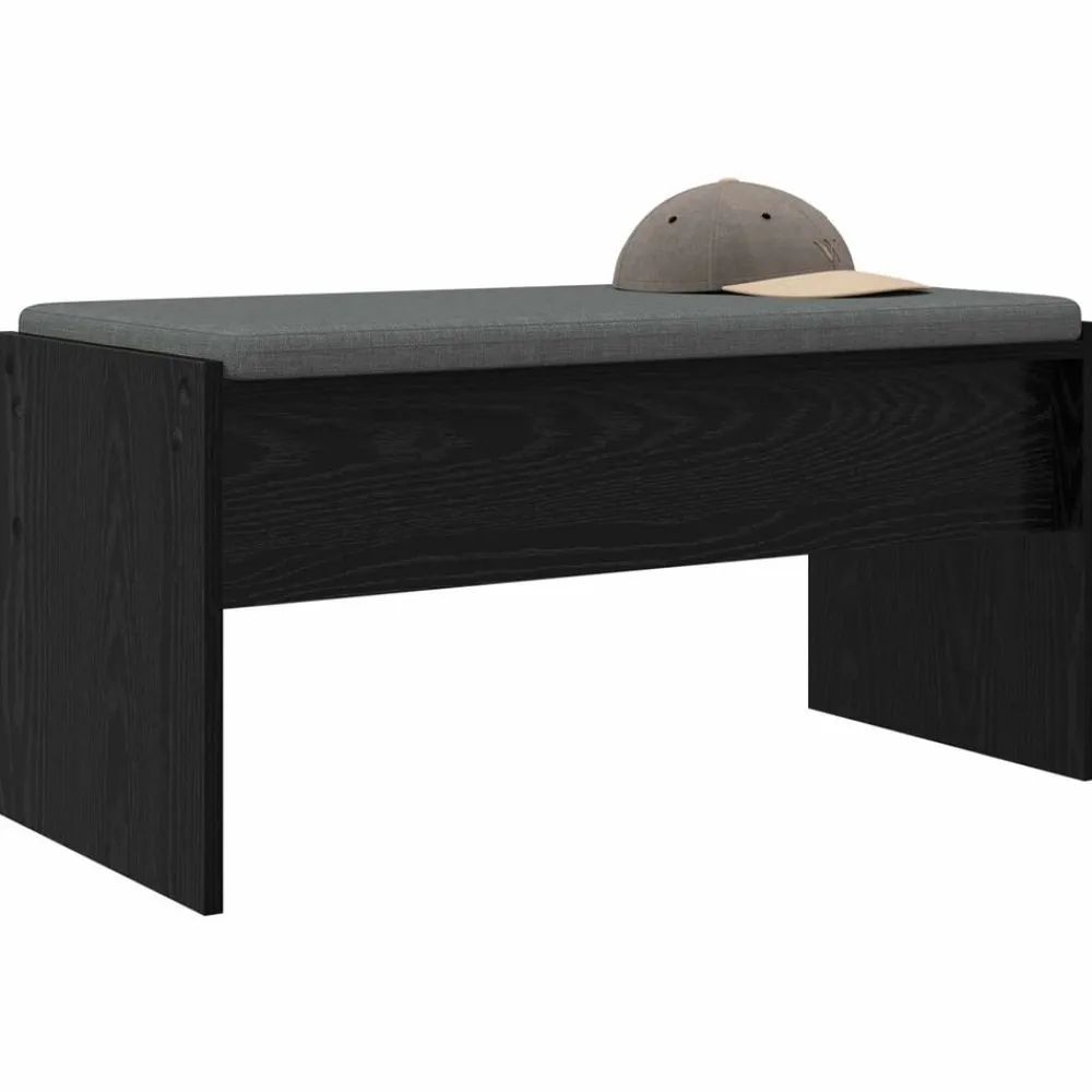 vidaXL Banco de entrada con cojín 83 x 38 x 40 cm Roble negro Outlet