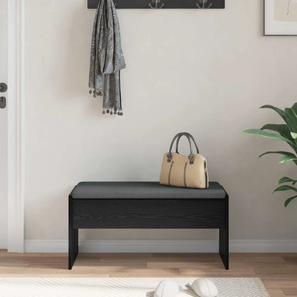 vidaXL Banco de entrada con cojín 83 x 38 x 40 cm Roble negro Outlet