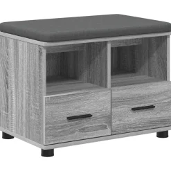 vidaXL Banco de entrada con cojín 60 x 38 x 46 cm Gris sonoma