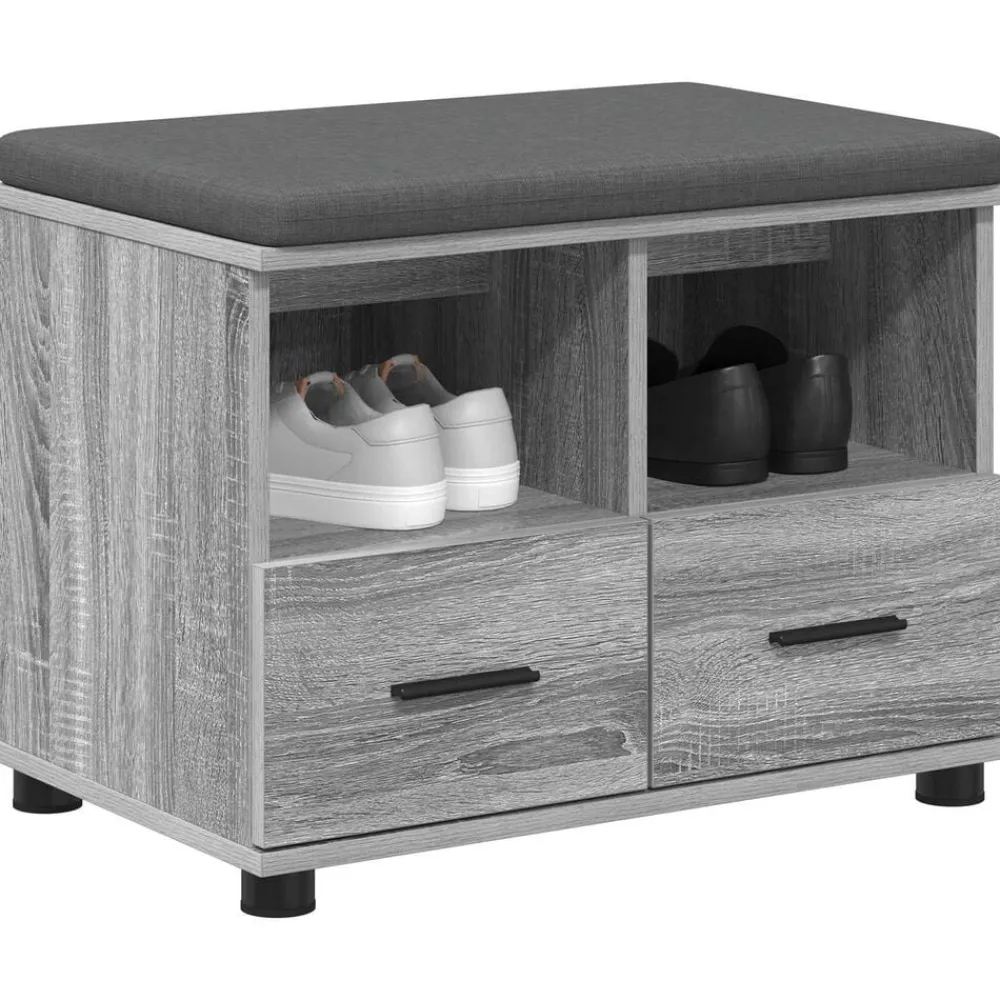 vidaXL Banco de entrada con cojín 60 x 38 x 46 cm Gris sonoma