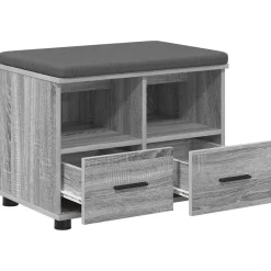 vidaXL Banco de entrada con cojín 60 x 38 x 46 cm Gris sonoma