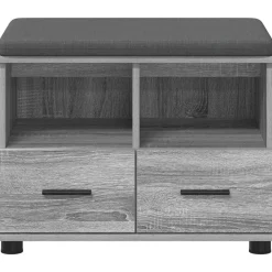 vidaXL Banco de entrada con cojín 60 x 38 x 46 cm Gris sonoma