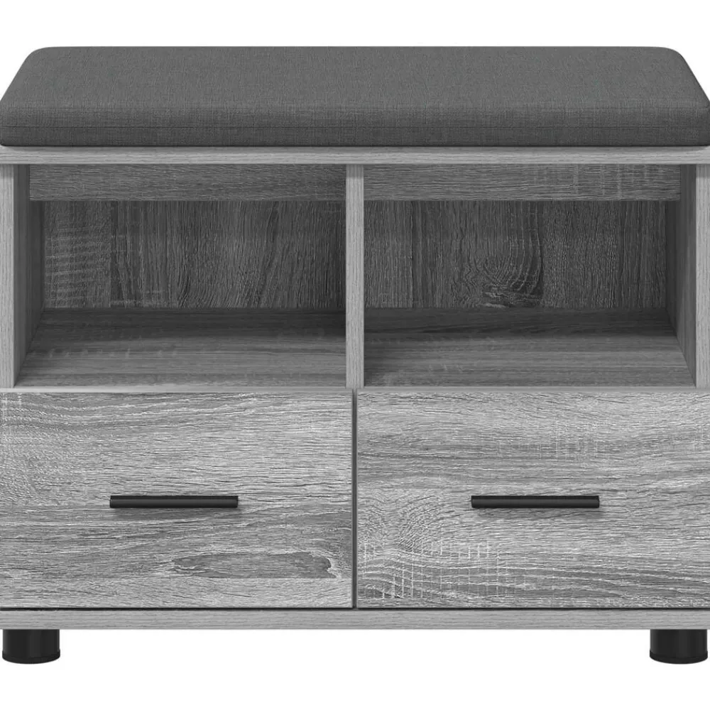 vidaXL Banco de entrada con cojín 60 x 38 x 46 cm Gris sonoma