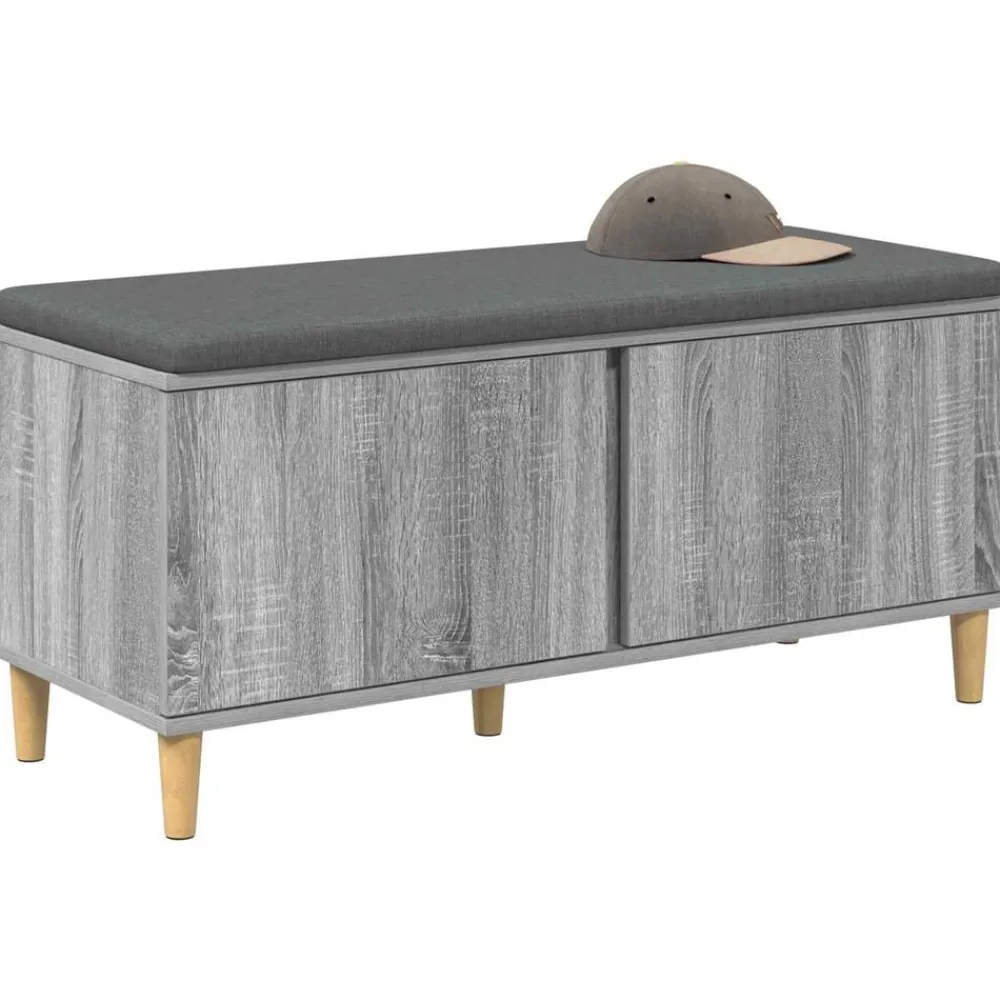 vidaXL Banco de entrada con cojín 100 x 38 x 46 cm Gris sonoma Best