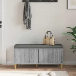 vidaXL Banco de entrada con cojín 100 x 38 x 46 cm Gris sonoma Best
