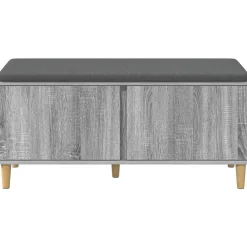 vidaXL Banco de entrada con cojín 100 x 38 x 46 cm Gris sonoma Best