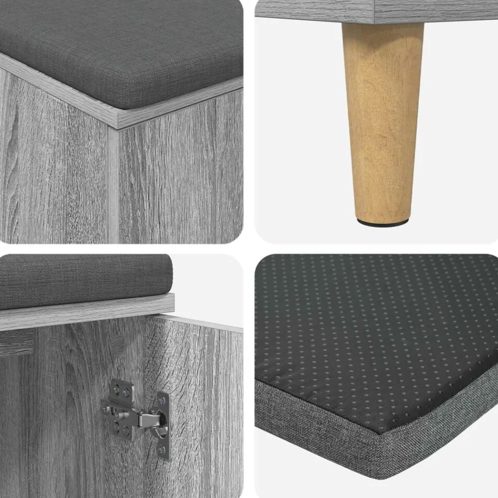 vidaXL Banco de entrada con cojín 100 x 38 x 46 cm Gris sonoma Best