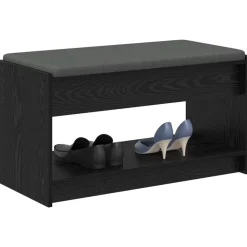 vidaXL Bancos-Banco de entrada con cojín Roble Negro 83 x 38 x 45 cm