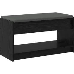 vidaXL Bancos-Banco de entrada con cojín Roble Negro 83 x 38 x 45 cm