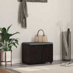vidaXL Banco de entrada con cojín 60 x 38 x 46 cm Roble negro Best