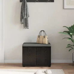 vidaXL Banco de entrada con cojín 60 x 38 x 46 cm Roble negro Best