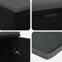 vidaXL Banco de entrada con cojín 60 x 38 x 46 cm Roble negro Best