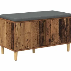 vidaXL Banco de entrada con cojín Madera vieja 80 x 38 x 46 cm Madera envejecida Online