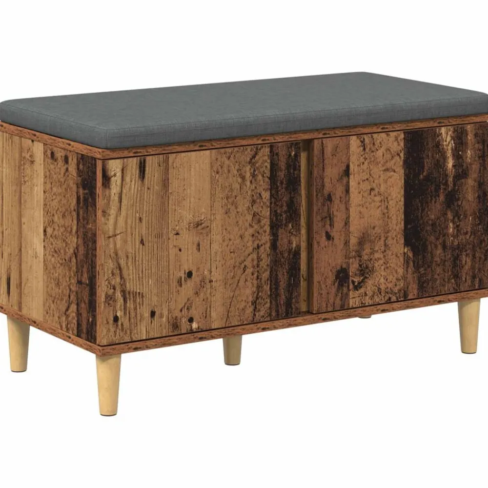 vidaXL Banco de entrada con cojín Madera vieja 80 x 38 x 46 cm Madera envejecida Online