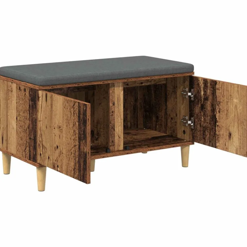vidaXL Banco de entrada con cojín Madera vieja 80 x 38 x 46 cm Madera envejecida Online