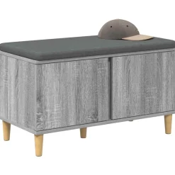 vidaXL Banco de entrada con cojín 80 x 38 x 46 cm Gris sonoma Outlet