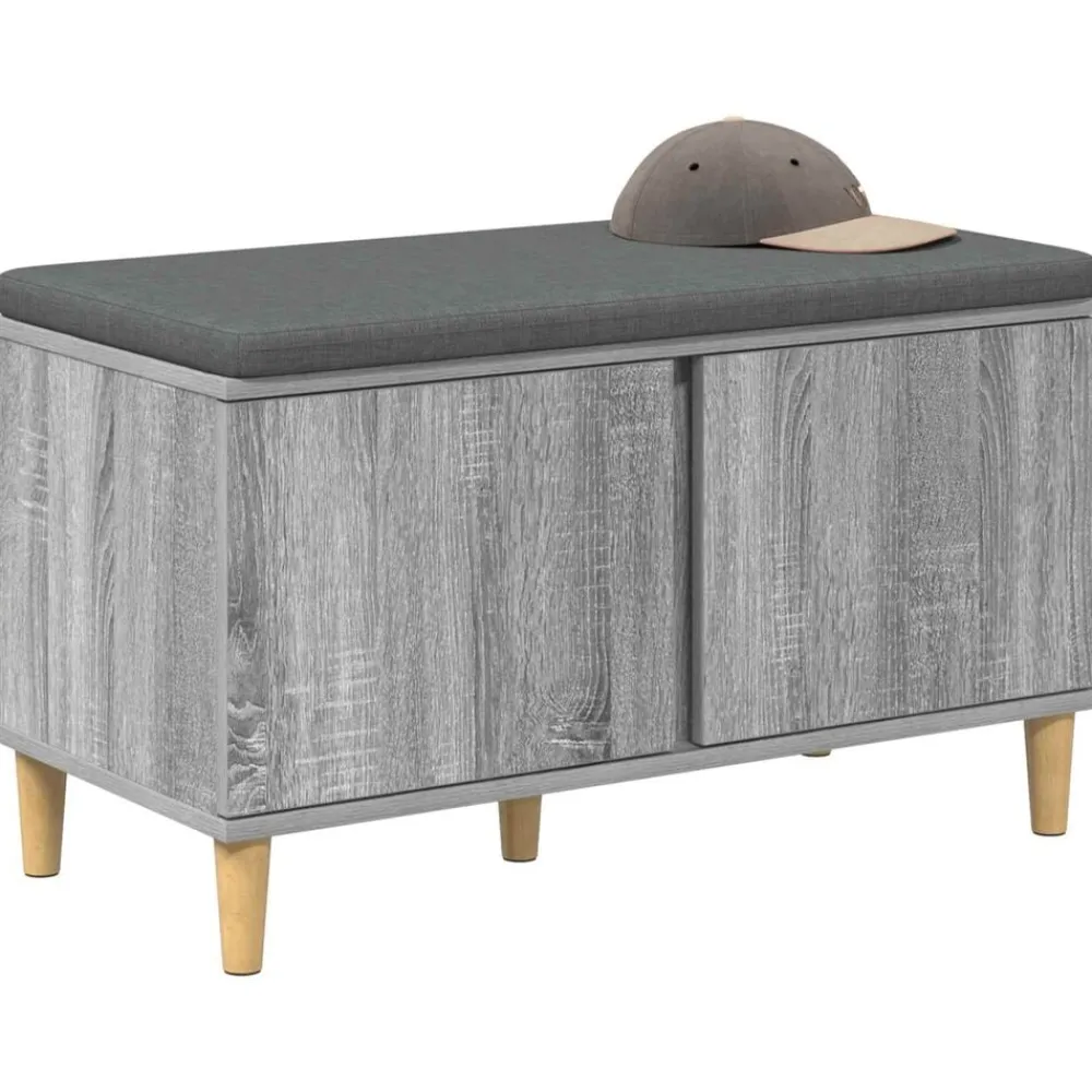 vidaXL Banco de entrada con cojín 80 x 38 x 46 cm Gris sonoma Outlet