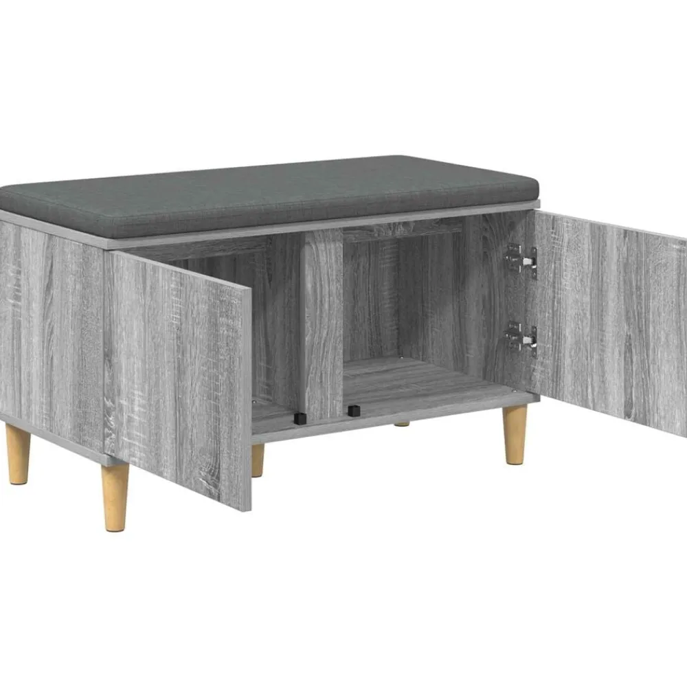 vidaXL Banco de entrada con cojín 80 x 38 x 46 cm Gris sonoma Outlet