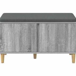 vidaXL Banco de entrada con cojín 80 x 38 x 46 cm Gris sonoma Outlet