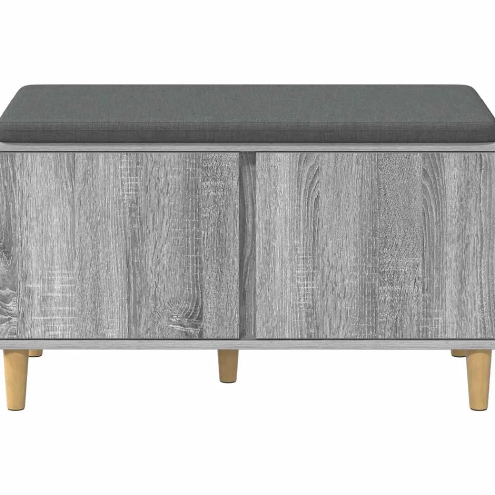 vidaXL Banco de entrada con cojín 80 x 38 x 46 cm Gris sonoma Outlet
