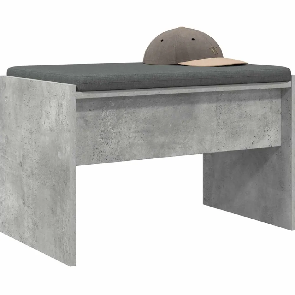 vidaXL Banco de entrada con cojín Gris Concreto 63 x 38 x 40 cm Gris hormigón Discount