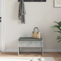 vidaXL Banco de entrada con cojín Gris Concreto 63 x 38 x 40 cm Gris hormigón Discount