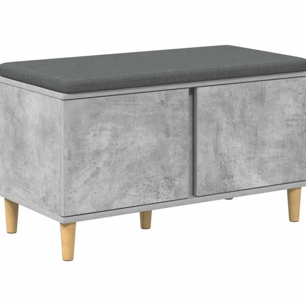 vidaXL Banco de entrada con cojín Gris Concreto 80 x 38 x 46 cm Gris hormigón New