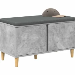 vidaXL Banco de entrada con cojín Gris Concreto 80 x 38 x 46 cm Gris hormigón New