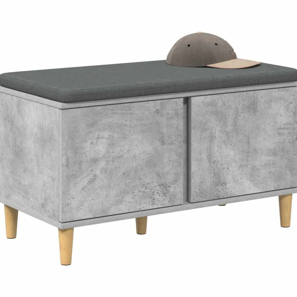 vidaXL Banco de entrada con cojín Gris Concreto 80 x 38 x 46 cm Gris hormigón New