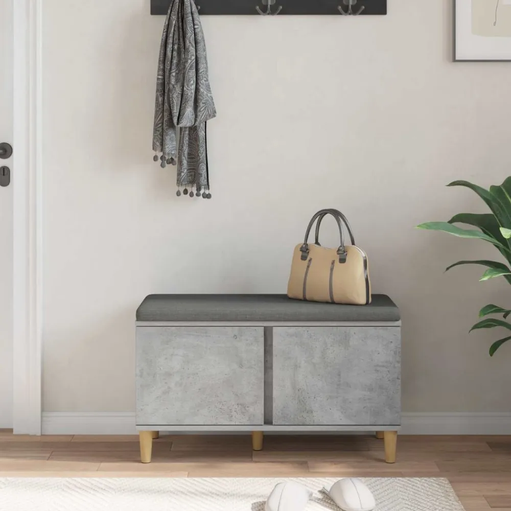 vidaXL Banco de entrada con cojín Gris Concreto 80 x 38 x 46 cm Gris hormigón New