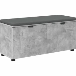 vidaXL Banco de entrada con cojín Gris Concreto 100 x 38 x 46 cm Gris hormigón Hot