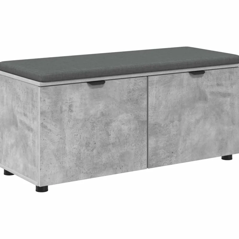 vidaXL Banco de entrada con cojín Gris Concreto 100 x 38 x 46 cm Gris hormigón Hot
