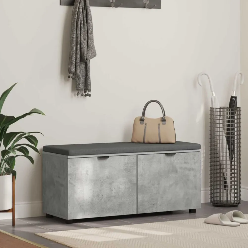 vidaXL Banco de entrada con cojín Gris Concreto 100 x 38 x 46 cm Gris hormigón Hot