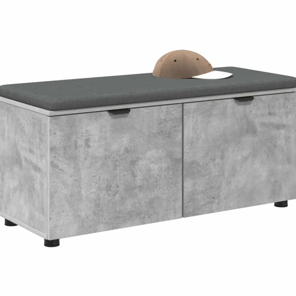 vidaXL Banco de entrada con cojín Gris Concreto 100 x 38 x 46 cm Gris hormigón Hot