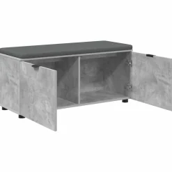 vidaXL Banco de entrada con cojín Gris Concreto 100 x 38 x 46 cm Gris hormigón Hot