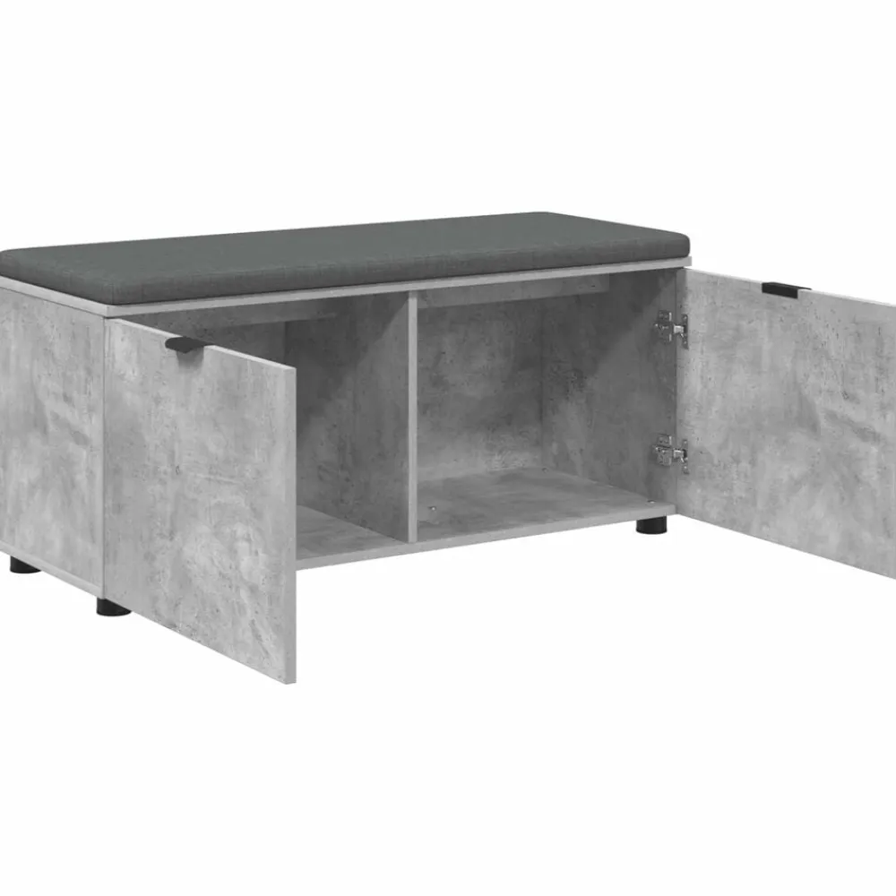 vidaXL Banco de entrada con cojín Gris Concreto 100 x 38 x 46 cm Gris hormigón Hot
