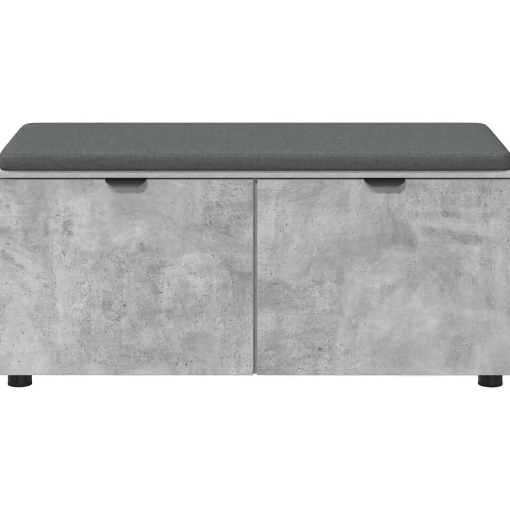 vidaXL Banco de entrada con cojín Gris Concreto 100 x 38 x 46 cm Gris hormigón Hot