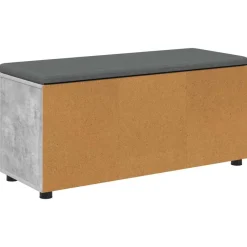 vidaXL Banco de entrada con cojín Gris Concreto 100 x 38 x 46 cm Gris hormigón Hot