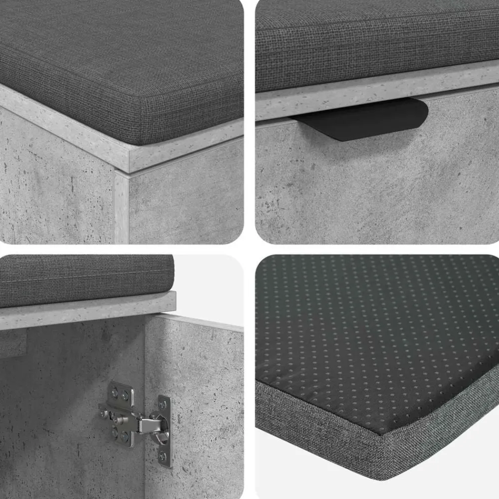 vidaXL Banco de entrada con cojín Gris Concreto 100 x 38 x 46 cm Gris hormigón Hot