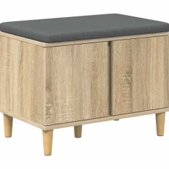 vidaXL Banco de entrada con cojín 60 x 38 x 46 cm Roble Sonoma Hot