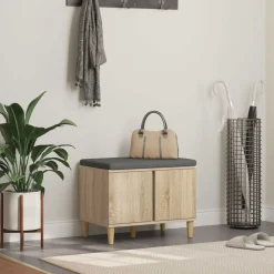 vidaXL Banco de entrada con cojín 60 x 38 x 46 cm Roble Sonoma Hot