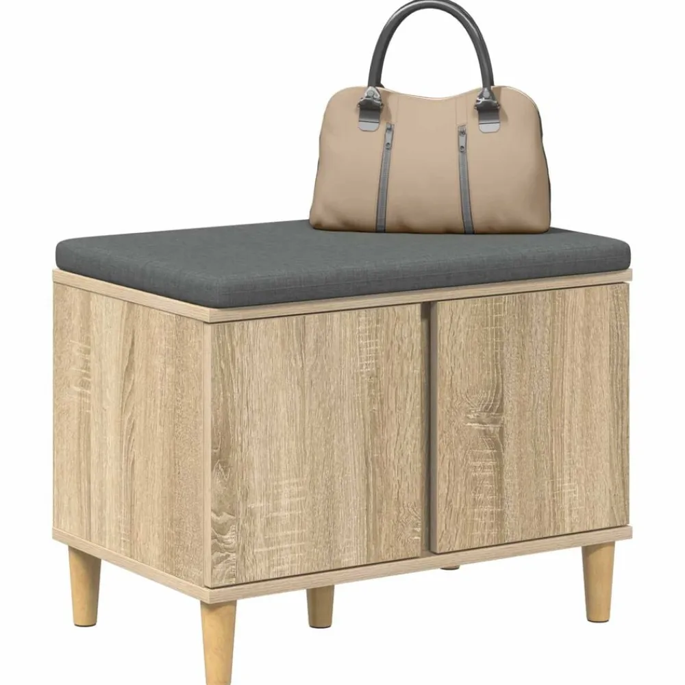 vidaXL Banco de entrada con cojín 60 x 38 x 46 cm Roble Sonoma Hot