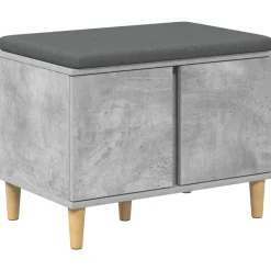 vidaXL Bancos-Banco de entrada con cojín Gris Concreto 60 x 38 x 46 cm