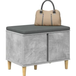 vidaXL Bancos-Banco de entrada con cojín Gris Concreto 60 x 38 x 46 cm