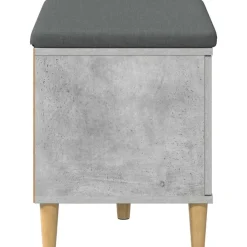 vidaXL Bancos-Banco de entrada con cojín Gris Concreto 60 x 38 x 46 cm