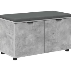 vidaXL Bancos-Banco de entrada con cojín Gris Concreto 80 x 38 x 46 cm