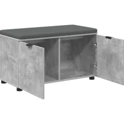 vidaXL Bancos-Banco de entrada con cojín Gris Concreto 80 x 38 x 46 cm